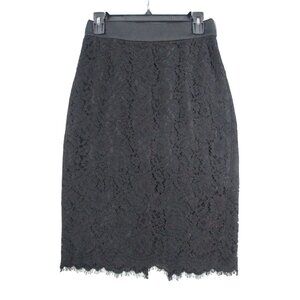 J.Crew Black Lace Pencil Skirt Size 4 With Scalloped Hemline